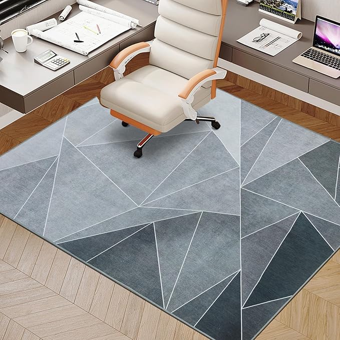 Office Chair Mat for Hardwood Floor,60"x48" Under Desk Mat, Computer Chair Rug,Anti-Slip Carpet Chair Mats Floor Protector for Home Office,Black Grey