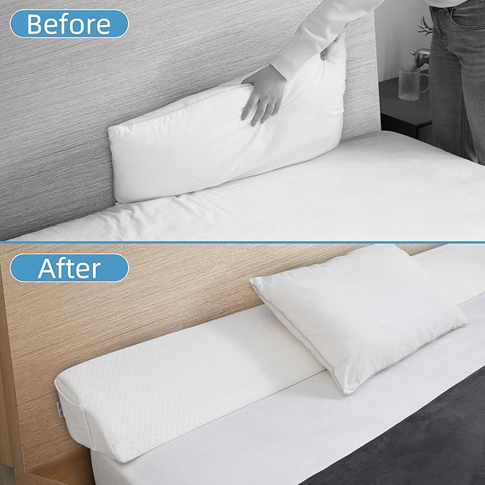 HABUTWAY Full Size Bed Wedge Pillow for Headboard, Bed Gap Filler(0-8"), Memory Foam Mattress Wedge Pillow Triangle Bloster for Sleeping, Close The Gap Between Headboard and Mattress Space Filler