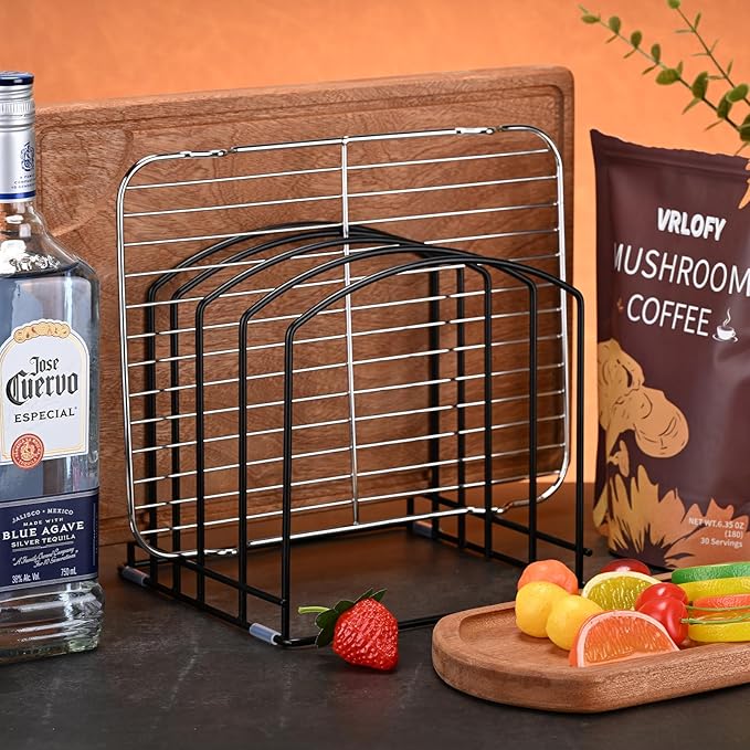 5-Slot Cutting Board Organizer, Bakeware Organizer, and Kitchen Cabinet Organizer for Baking Trays and Cookie Sheets (1pc 5 Slot for two size)