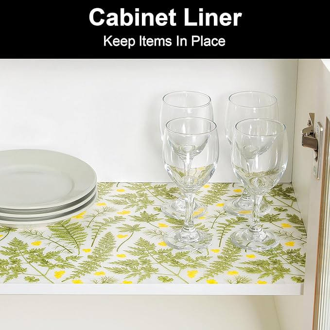 Cooyes Drawer Liner Shelf Liners for Kitchen Cabinets Refrigerator Liners Waterproof Kitchen Cupboard Liner Drawer Mats EVA Material Non Adhesive Fridge Liner for Shelves（17.5" W x 78.7" L）