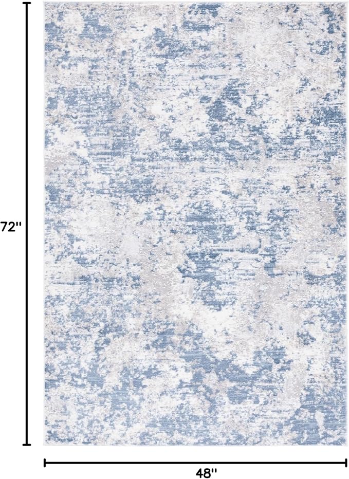 SAFAVIEH Amelia Collection Accent Rug - 4' x 6', Dark Blue & Grey, Modern Abstract Design, Non-Shedding & Easy Care, Ideal for High Traffic Areas in Living Room, Bedroom, Dining (ALA705M-4)