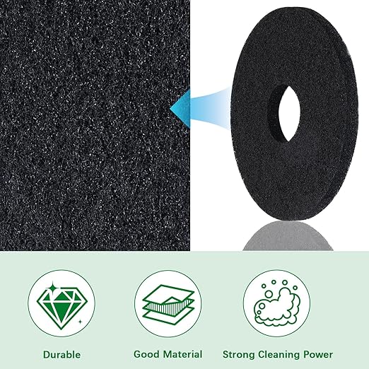 437.071 Floor Scrubber Pads, 12" Diameter Black – Commercial Floor Scrubber Pads for Oreck ORB550MC Orbiter Floor Machine (1, Black, 12 in)