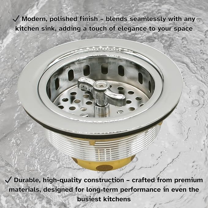 Westbrass Wing Nut Style Large Kitchen Sink Basket Strainer, Polished Nickel, D213-05