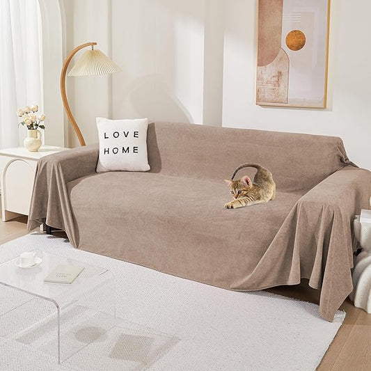 MEETSKY Couch Cover for 2 Cushion Sofa, Washable Cat Scratch Proof Sofa Covers Love Seat L Shape Soft Sectional Sofa Slipcover Furniture Protector for Dogs Pets Kids, 71" x 118", Khaki