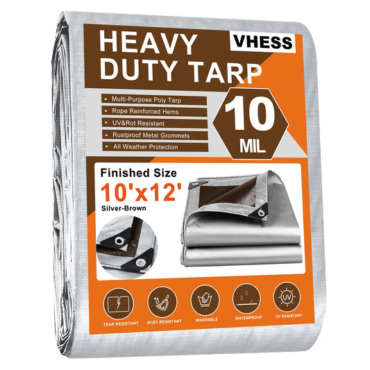 Tarps Heavy Duty Waterproof 10’ X 12’, 10 Mil Multipurpose - Image 1