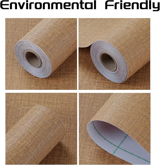 Peel and Stick Wallpaper Orange Grass Cloth Wall Paper - 15.7 x 500 Inch Self Adhesive Wallpaper Peel and Stick, Easy to Paste Wall Contact Paper for Stand Liner, Table and Door Makeover Decor