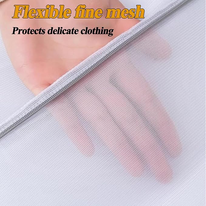Delicates Mesh Laundry Bag, Washing Mesh Bags with Zipper, Lingerie Bag, Clothing Wash Bags for Laundry, Shirt, Stockings, Bra and Lingerie, Bed Sheet, Sweater, Blanket (White, Set2)