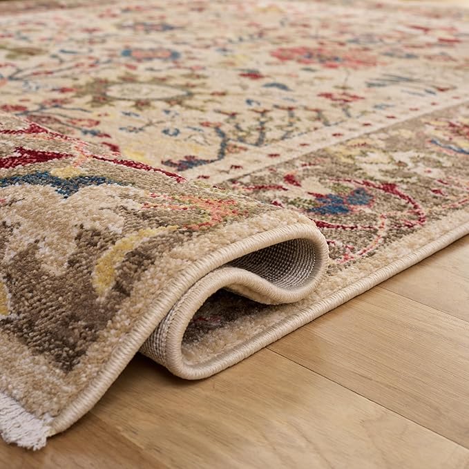 SAFAVIEH Kashan Collection Area Rug - 2' x 3', Beige & Taupe, Traditional Oriental Design, Non-Shedding & Easy Care, Ideal for High Traffic Areas in Living Room, Bedroom, Dining (KSN303K-2)