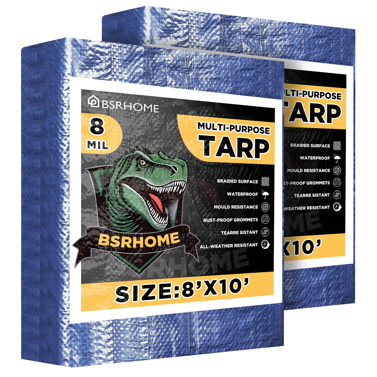 Tarps Waterproof 8x10 Feet, 2 Pack Heavy Duty Blue Tarp Cover 8 - Image 1