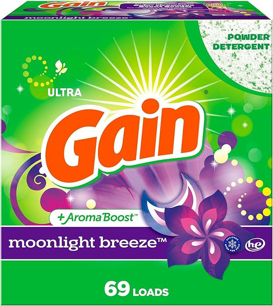 Gain Powder Laundry Detergent, Moonlight Breeze Scent, 69 Loads, 82 OZ