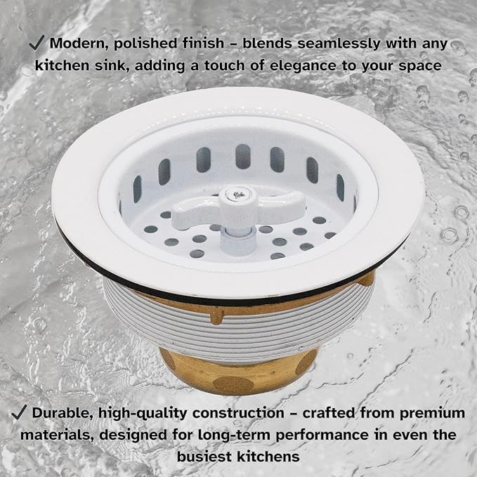 Westbrass Wing Nut Style Large Kitchen Sink Basket Strainer, 2 Pack, Powder Coat White, D2135-50