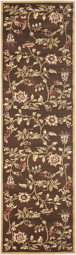 SAFAVIEH Lyndhurst Collection Runner Rug - 2'3" x 16', Brown & Multi, Traditional Floral Design, Non-Shedding & Easy Care, Ideal for High Traffic Areas in Living Room, Bedroom (LNH552-2591)