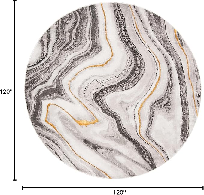 SAFAVIEH Craft Collection Area Rug - 10' Round, Grey & Gold, Modern Abstract Design, Non-Shedding & Easy Care, Ideal for High Traffic Areas in Living Room, Bedroom (CFT819F)