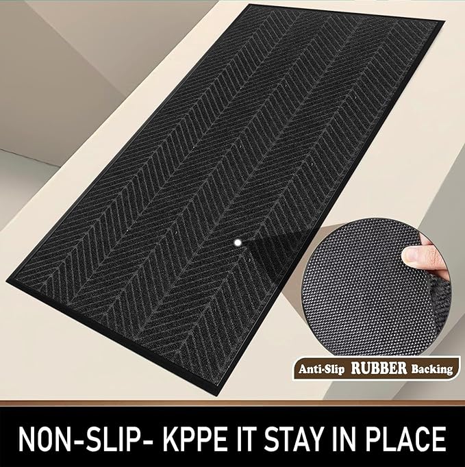 Front Door Mat,3'x4' Commercial Floor Mat Indoor Outdoor Entrance, Heavy Duty Welcome Mat, Rubber Backing Non Slip Doormat for Entryway, Large Entry Rug for Home Office Business Areas