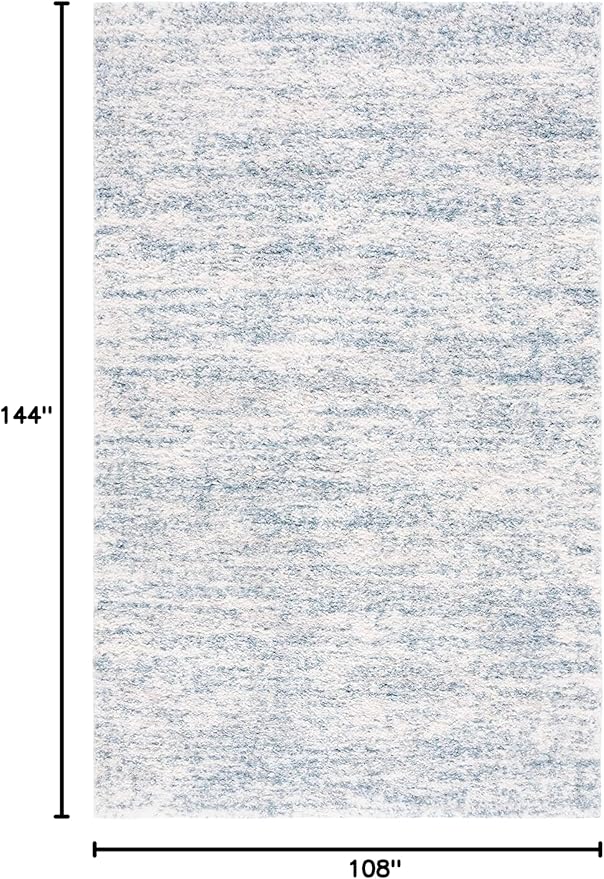 SAFAVIEH Berber Shag Collection Area Rug - 9' x 12', Ivory & Light Aqua, 1.2-inch Thick Ideal for High Traffic Areas in Living Room, Bedroom (BER563J)