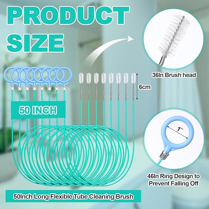 30 Pack 50 Inch Sink Snake Bulk Hair Drain Clog Remover Unbreakable Metal Drain Snake Hair Removal Tool Flexible & Long Unclogging Tool for Bathroom Sink Tub Shower