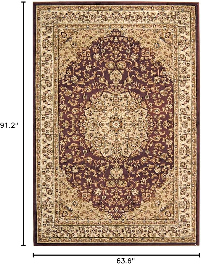 SAFAVIEH Lyndhurst Collection Area Rug - 5'3" x 7'6", Red & Ivory, Traditional Oriental Medallion Design, Non-Shedding & Easy Care, Ideal for High Traffic Areas in Living Room, Bedroom (LNH222B)