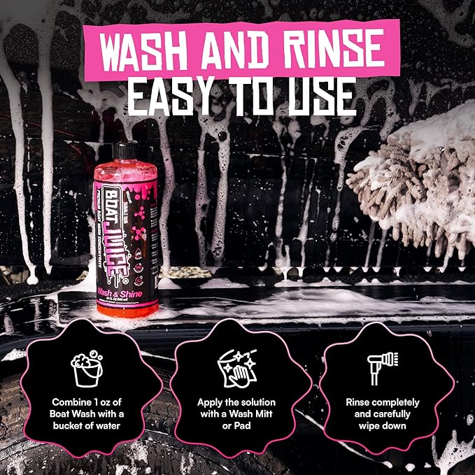 Boat Juice Boat Wash & Shine | pH Neutral Boat Wash & Wax Soap for Fiberglass, Hull, Deck, and Vinyl | Bubble Gum Scent | Marine Detailing & Cleaning Supplies, Boating Accessories | Made in USA