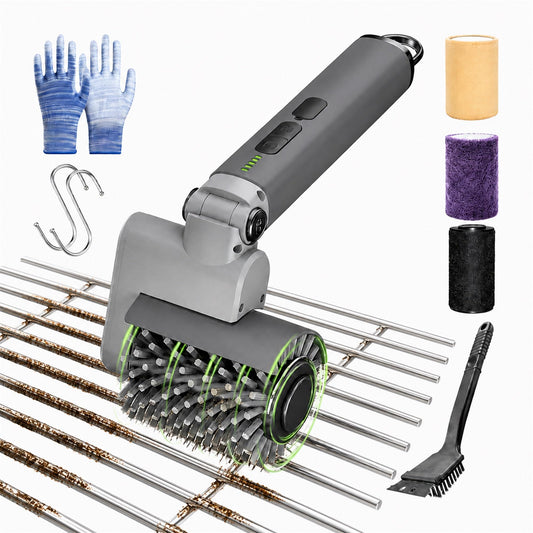 Electric Grill Brush, 58W 3-Speed Cordless Grill Cleaner, Gray - Image 1