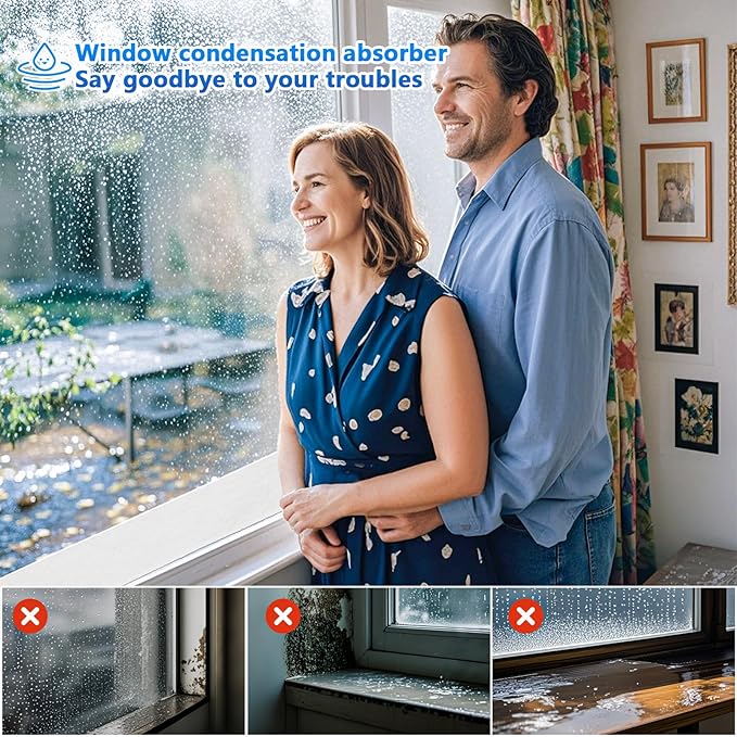 3 Rolls 2.36" x 66", Window Condensation Prevention Absorber - Anti-Condensation Water Absorbing Strip, Whites,Reusable & Cut-to-Fit Design