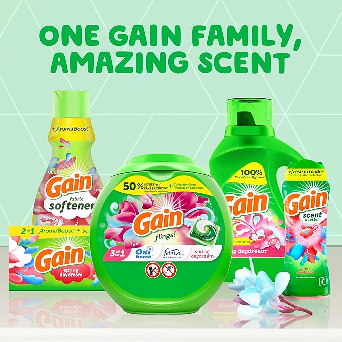 Gain Liquid Laundry Detergent, Spring Daydream Scent, 88 fl oz, 61 loads, Freshness + Odor Fighting, Laundry Detergent Liquid Soap, HE compatible