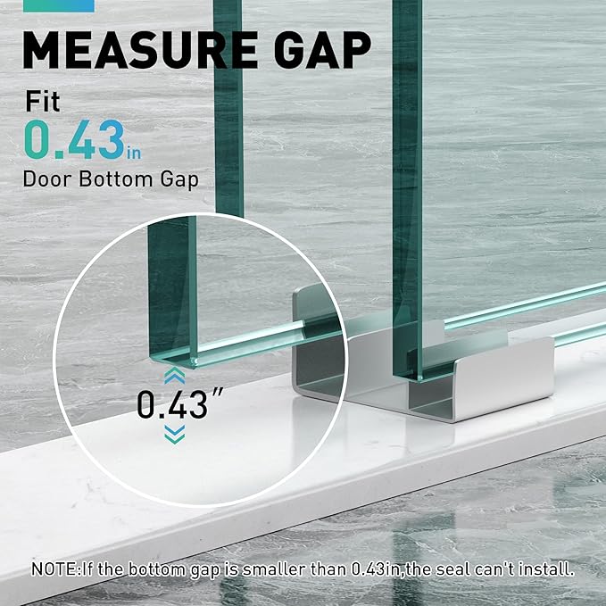 Sliding Shower Door Bottom Seal, 2 PCS 5/16" x 36" Sliding Shower Door Sweep for 5/16 Inch Glass, Frameless Glass Door Seal Strip Stop Shower Leaks and Create a Water Barrier