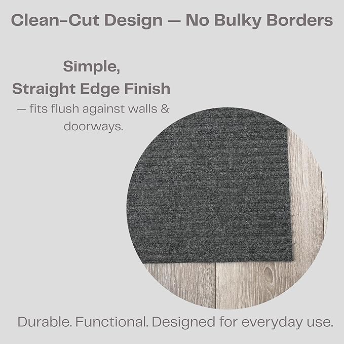 iCustomRug Ribbed Entryway Door Mat – 3'x6' Charcoal, Indoor/Outdoor, Non-Slip TPR Rubber Backing, Low-Profile All-Weather Carpet, Non-Shedding & Easy Care, Utility Rug Ideal for High Traffic Areas
