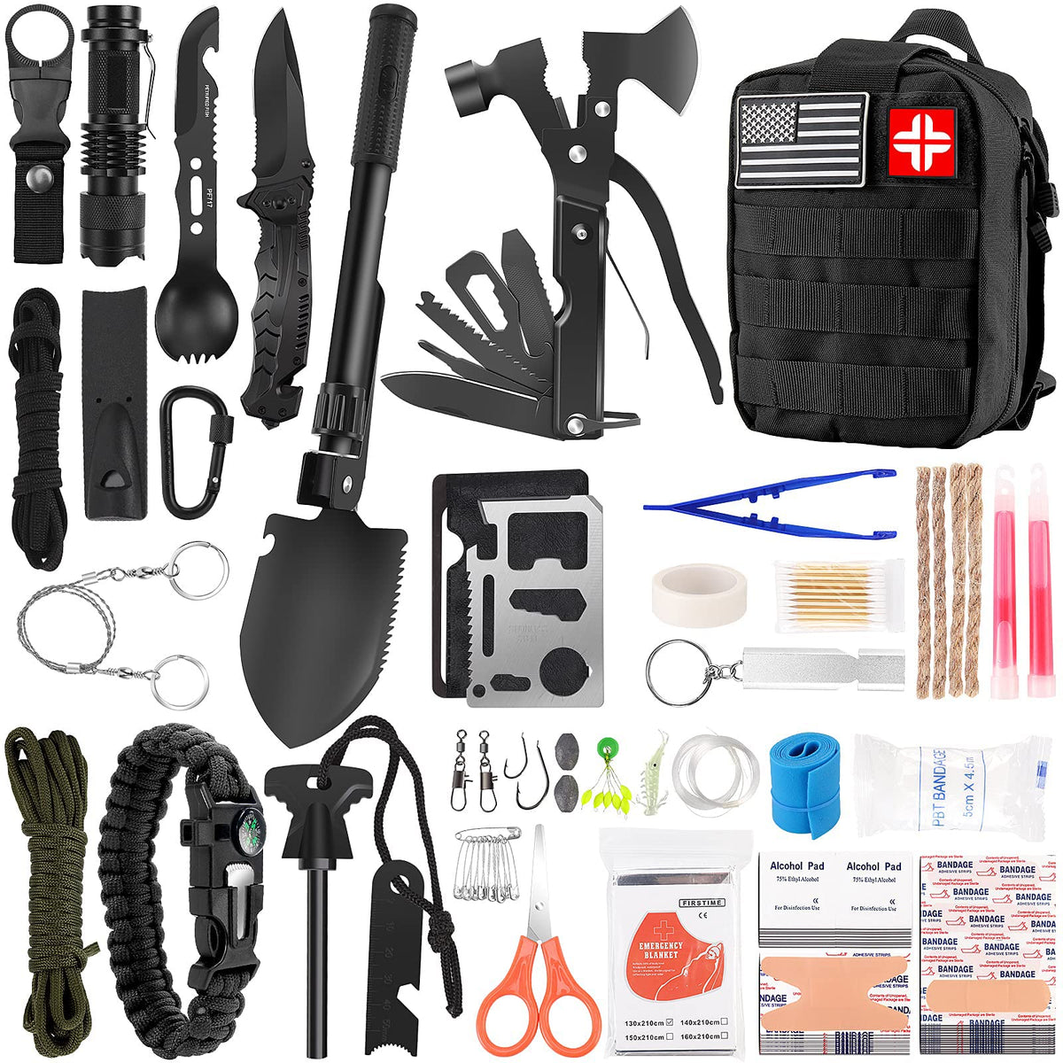 LUXMOM Survival Kit and First Aid Kit, 142Pcs Professional - Image 1