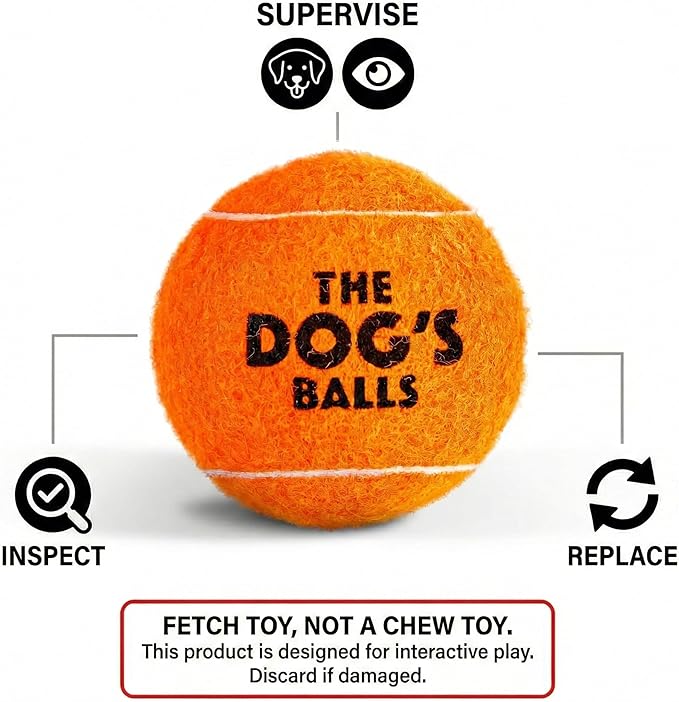 The Little Dog’s Balls Dog Tennis Balls for Small Dogs & Puppies, Orange, 6-Pack - Non-Abrasive Felt Fetch Balls, Tough Rubber Core, Float in Water