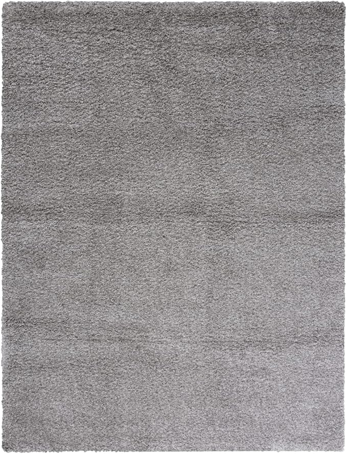 SAFAVIEH Santa Monica Shag Collection 9'6" x 13' Silver SGN725 Solid Non-Shedding Living Room Bedroom Dining Room Entryway Plush 2-inch Thick Area Rug