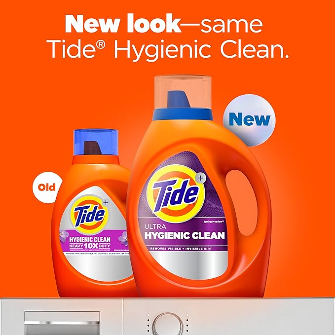 Tide Ultra Hygienic Clean Liquid Laundry Detergent, Spring Meadow Scent, 84 fl oz, 59 Loads, Removes visible and invisible dirt, Laundry Detergent Liquid