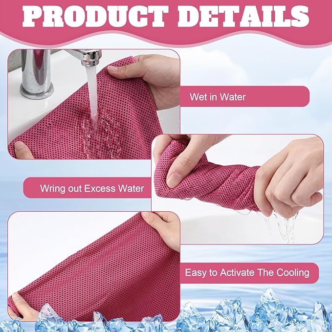Honoson Cooling Towel Bulk - Neck & Face Cool Chilly Towels Microfiber Breathable Sport Sweat Rag for Gym, Yoga, Travel, Camping, Running, Outdoor