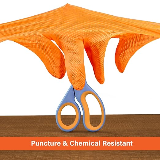 1st Choice 6 mil Orange Gloves, Disposable, Latex Free, Raised Diamond Grip, Mechanic Glove for Men, XXL, Case of 1000