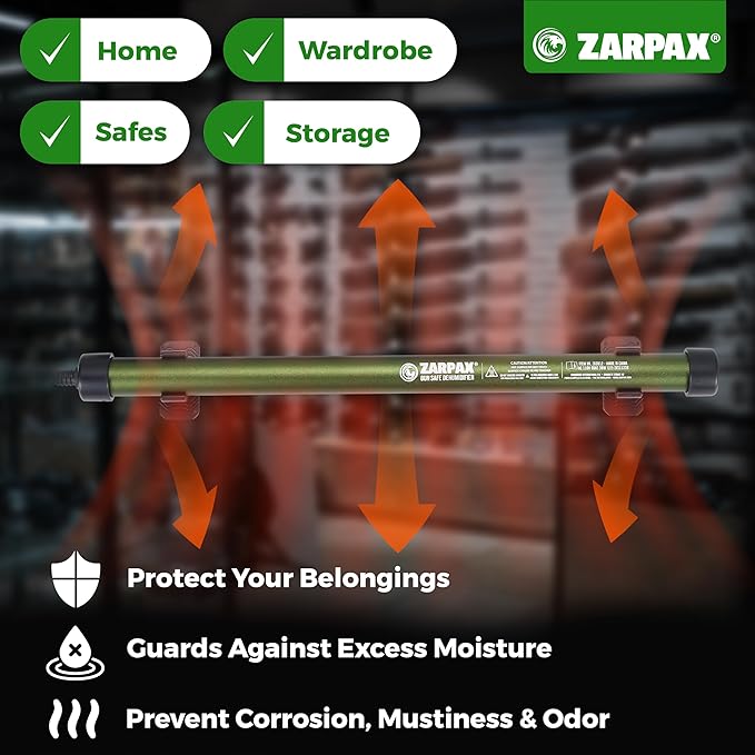 2 Pack Gun Safe Dehumidifier Rod | Dehumidifier Rod For Enclosed Spaces, Gun Safe & Vault, Cabinets | Protect Valuables & Stop Humidity, & Moisture | Foldable, 4 Mounting Brackets | 12''/30cm