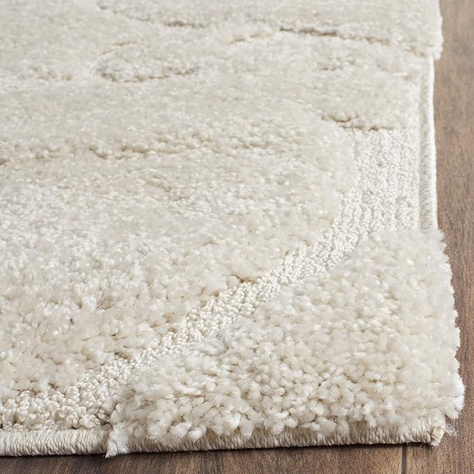 SAFAVIEH Area Rug 8x10 - Florida Shag Collection - Large - Cream & Cream, Scroll Design, Non-Shedding & Easy to Clean, High-Low Plush Pile, Ideal for Living Room, Bedroom, Dining Space (SG455-1111)