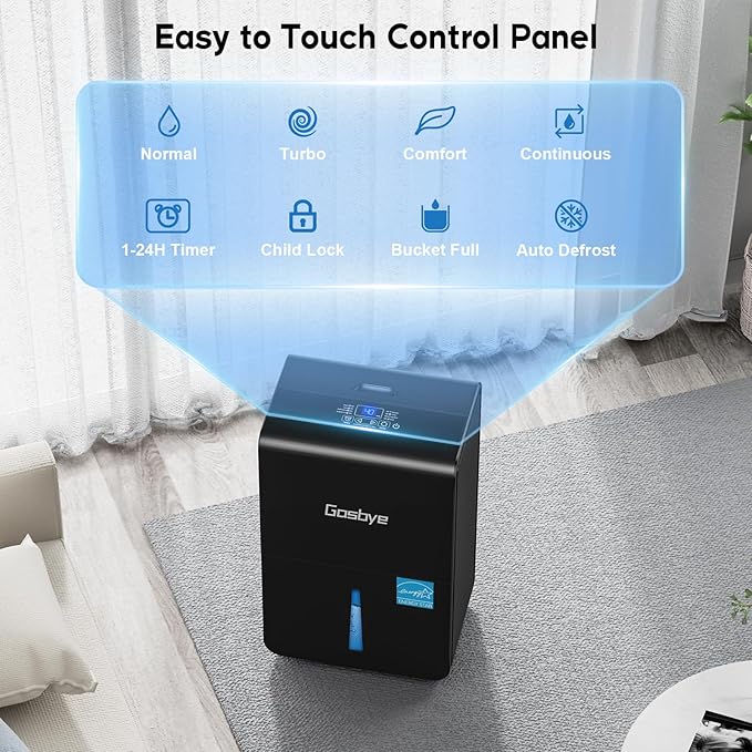 4500 Sq.Ft. 2025 Energy Star Dehumidifier for Basement & Large Rooms with Drain Hose, Max 115 Pints/Day | 45dB Quiet Compressor | 1.7 Gal Water Tank | Auto Shut-Off & Restart, Black