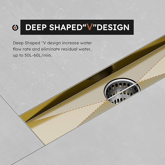 Linear Shower Drain 12 Inch, Modern Rectangle Shower Floor Drain with Removable Quadrato Pattern Grate, Stainless Steel SUS 304, Linear Drain with Leveling Feet& Hair Strainer