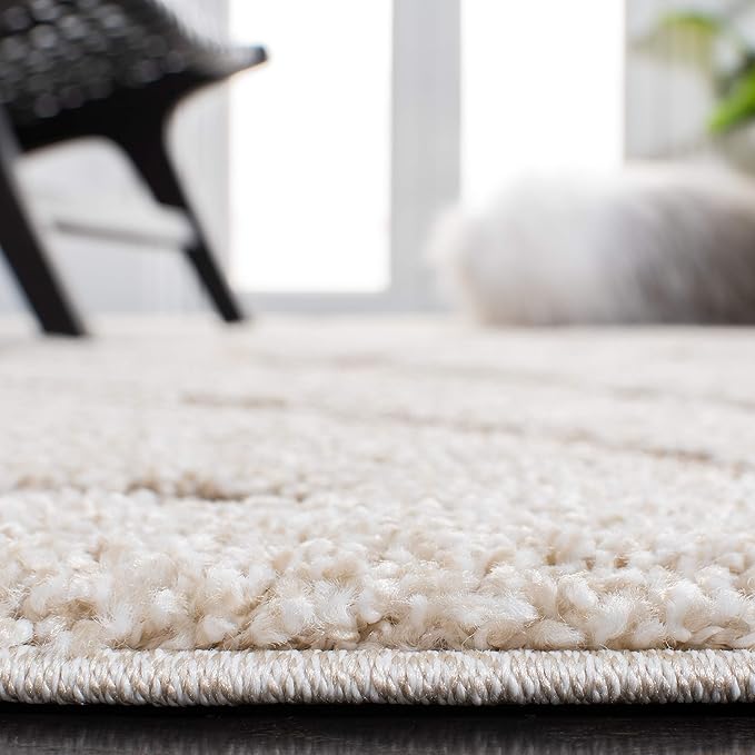 SAFAVIEH Area Rug 9x12 - Florida Shag Collection - Large - Ivory & Beige, Scroll Design, Non-Shedding & Easy to Clean, High-Low Plush Pile, Ideal for Living Room, Bedroom, Dining Space (SG455-13LT)