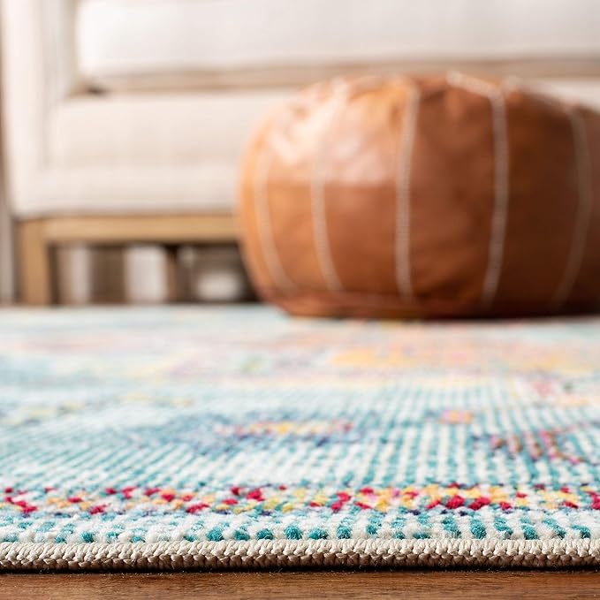 SAFAVIEH Crystal Collection Runner Rug - 2'2" x 21', Teal & Orange, Medallion Distressed Design, Non-Shedding & Easy Care, Ideal for High Traffic Areas in Living Room, Bedroom (CRS501J)