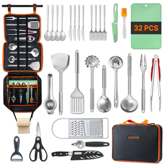 Camping Cooking Utensil Set with Organizer Bag for Outdoor - Image 1