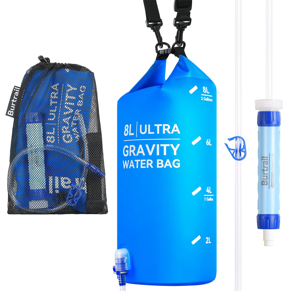 8L Camping Water Filtration System, Protable Gravity Water - Image 1