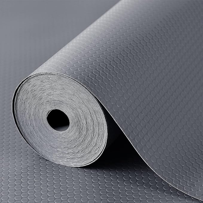 Shelf Liners for Kitchen Cabinets Non Adhesive Drawer Liner for Bathroom Waterproof Refrigerator Liners for Shelves Fridge Plastic Mats Cabinet Cupboard Liner Gray 2 Rolls 17.5 x 236.2 Inches