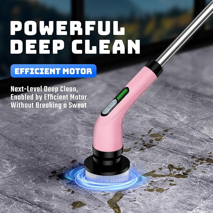2 Pieces Electric Spin Scrubber - Cordless Bathroom Scrubber with 7 Brush Heads - Dual Speed IPX7 Waterproof Power Scrubber for Heavy-Duty Bathtub, Glass, Tile, and Car Cleaning