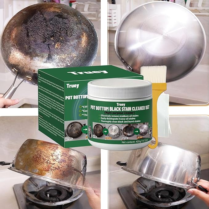 Pot Bottom Black Stain Cleaner Set, Stainless Steel Cleaning & Polishing, Powerful Kitchenware Cleaner, Cooktop Pot Cleaner