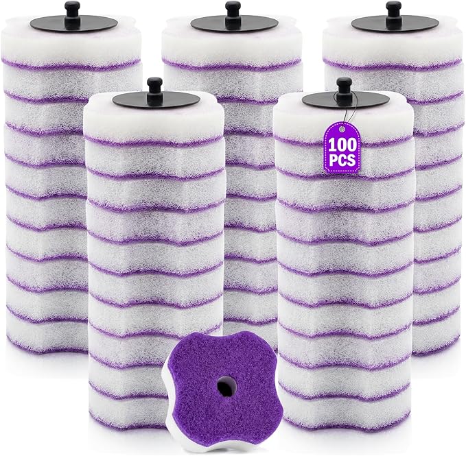 100PCS Toilet Bowl Wand Refills, Replacement Heads for Bathroom Washroom Cleaning Pads, Disposable Toilet Brush Refills Compatible with Household Brush Scrubber Cleaning Refill Lavender Breeze