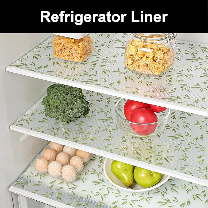 CooyesFridge Liners Shelf Liner for Kitchen Cabinets Refrigerator Liners Waterproof & Oil-Proof Kitchen Cupboard Liner Non Adhesive Drawer Mats EVA Material for Shelves（11.8" W x 360" L）