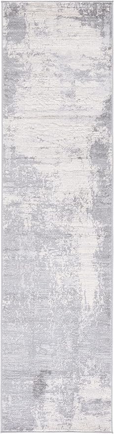 SAFAVIEH Jasper Collection Runner Rug - 2' x 10', Light Grey & Ivory, Modern Abstract Design, Non-Shedding & Easy Care, Ideal for High Traffic Areas in Living Room, Bedroom (JSP101F)