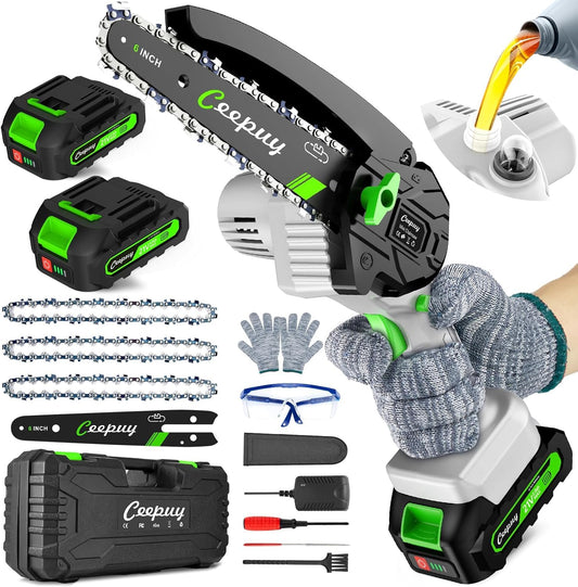 CEEPUY Mini Chainsaw Cordless,6 Inch Portable Electric - Image 1