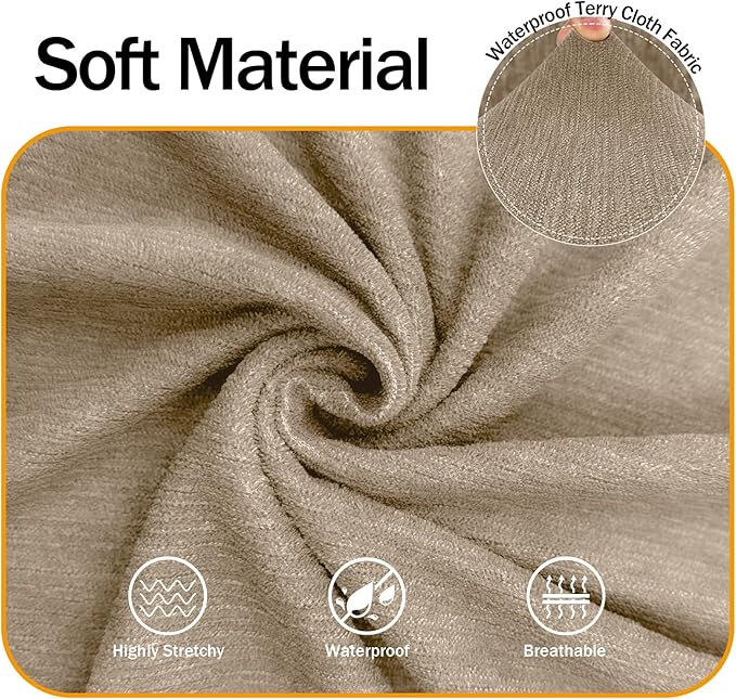 Waterproof Stretch Loveseat Couch Cover - Non-Slip Soft Sofa Slipcover with Elastic Bottom, Washable Leakproof Furniture Protector for Kids, Pets, Dogs & Cats (Loveseat, Island Fossi)