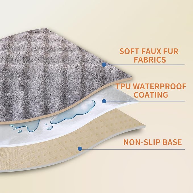 Waterproof Dog Bed Cover Non Slip Couch Covers for Dogs Washable Soft Faux Fur Sofa Cover Couch Covers for 2 Cushion Couch Sofa Pet Friendly (Grey)